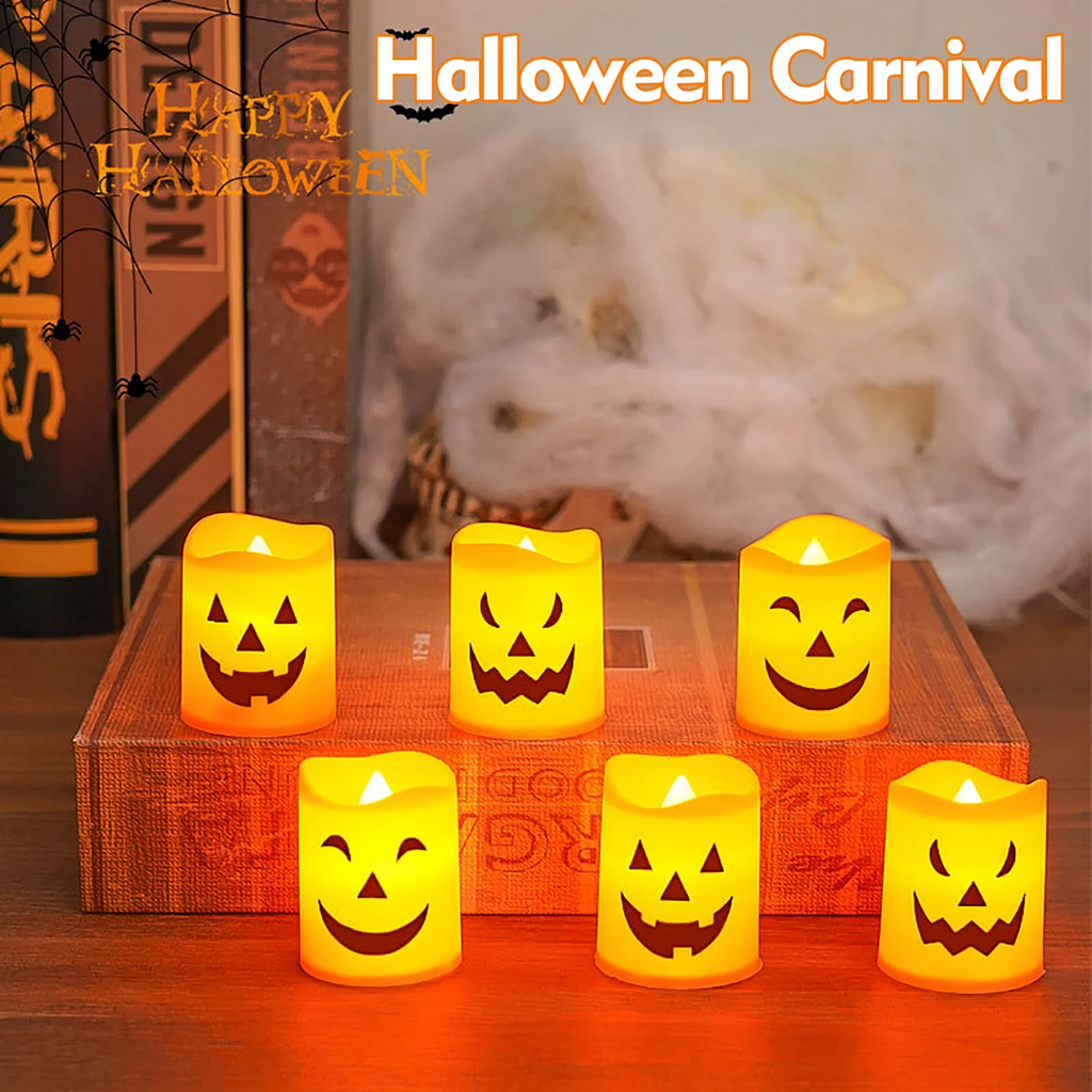 Flickering Pumpkin Candle Lights (6-Pack) - For Porch & Table 🎃