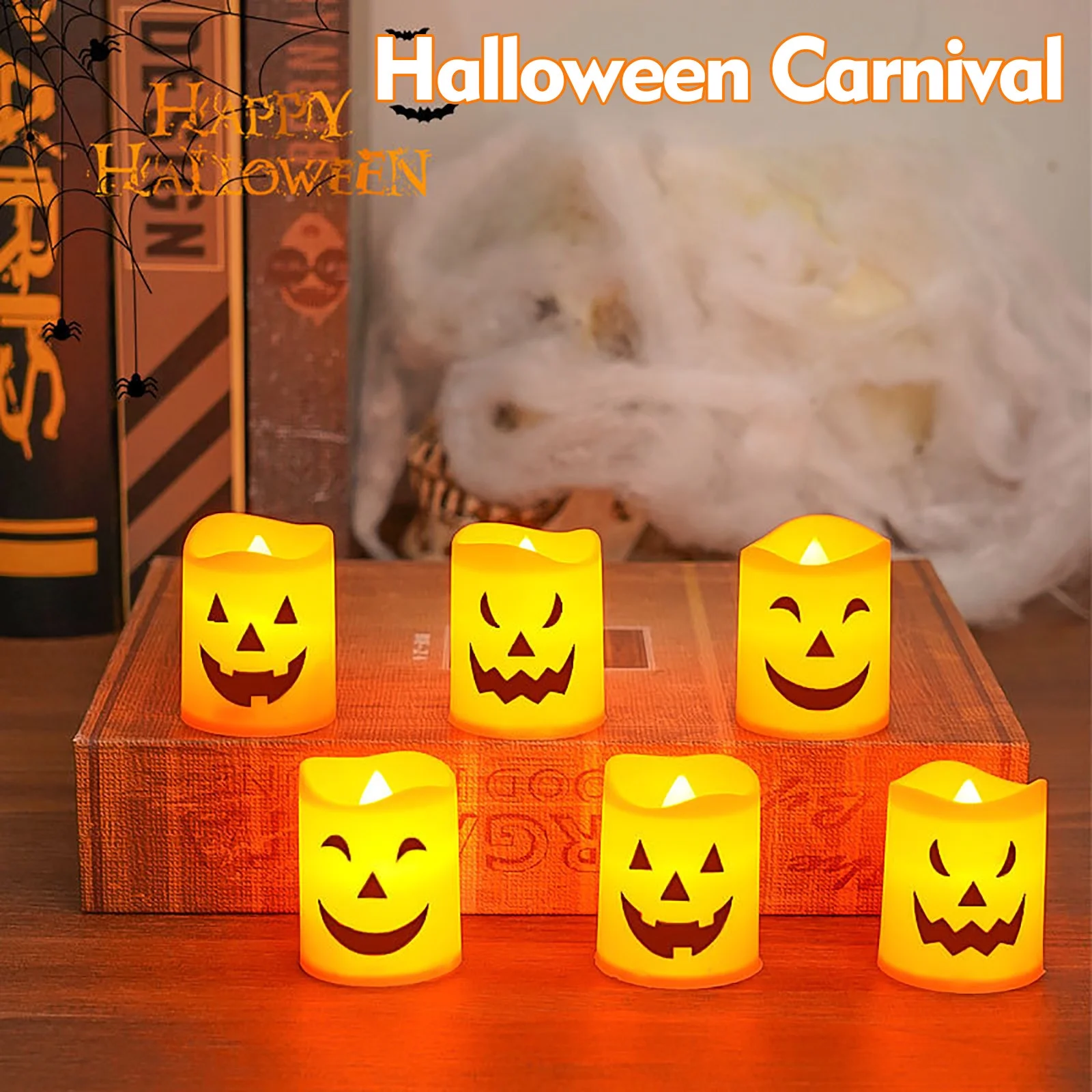 Flickering Pumpkin Candle Lights (6-Pack) - For Porch & Table 🎃