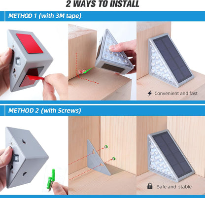 Solar Step Lights - 13 LED, 8-10H Bright, IP67 Waterproof, Auto On/Off
