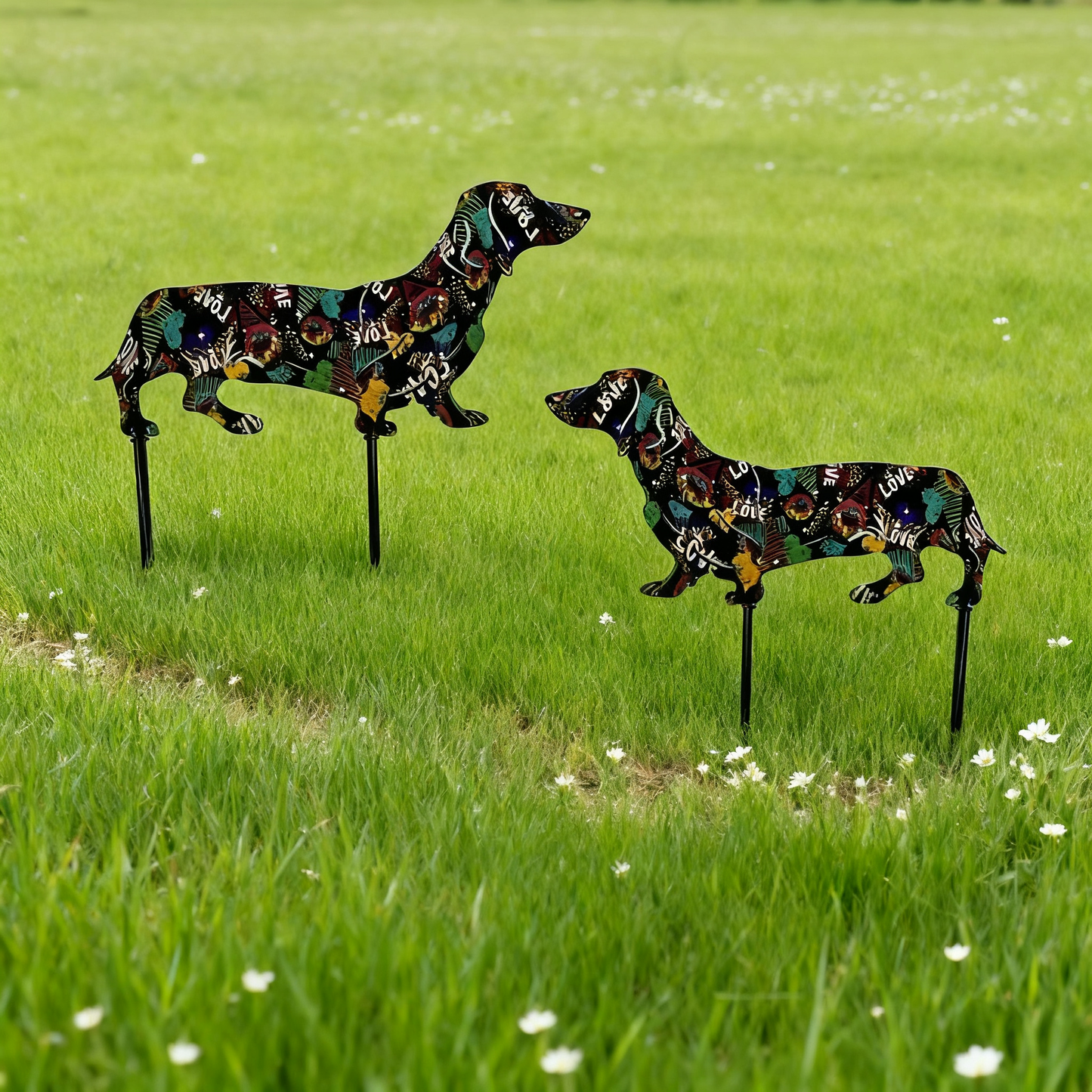 🐶Love Dachshund Metal Garden Ornament - Perfect for a Romantic Garden