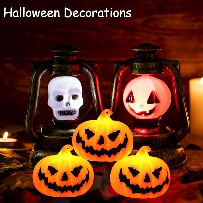 Tiny Vintage LED Pumpkins - 3-Pack for Spooky Shelf Magic 🎃