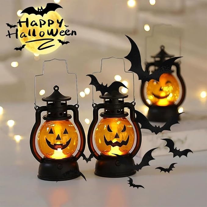 3-Pack Electric Pumpkin Lights - Safe, Flickering Porch Decor 🎃