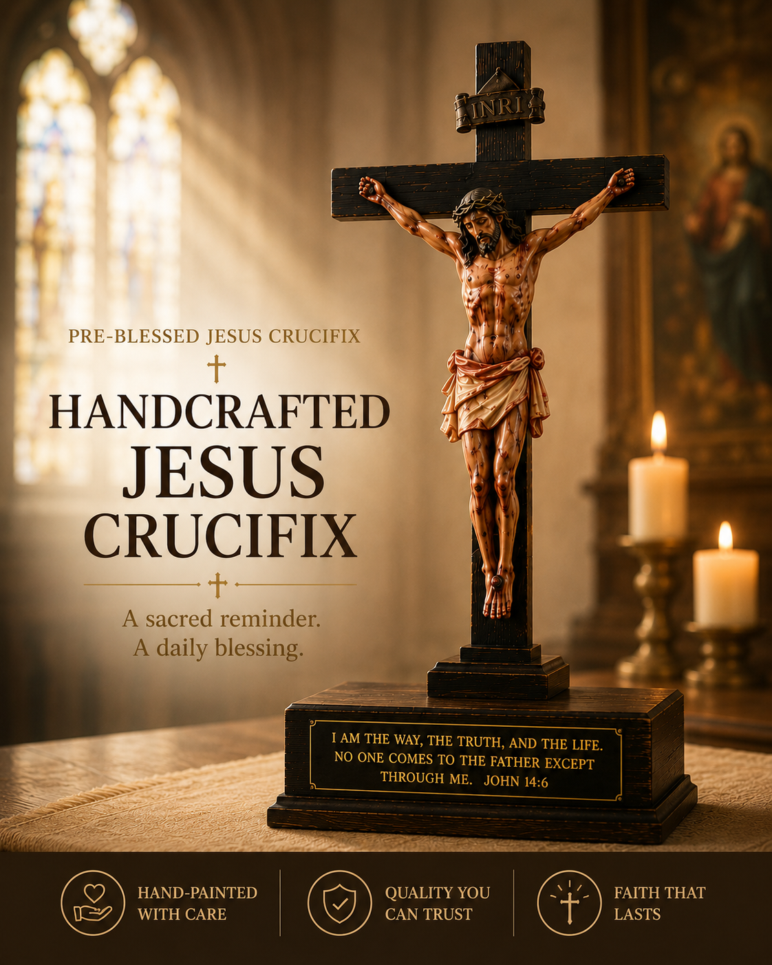 ✝️Fait main - Crucifix réaliste du Christ.