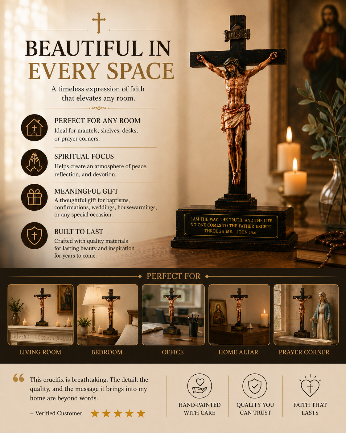✝️Fait main - Crucifix réaliste du Christ.