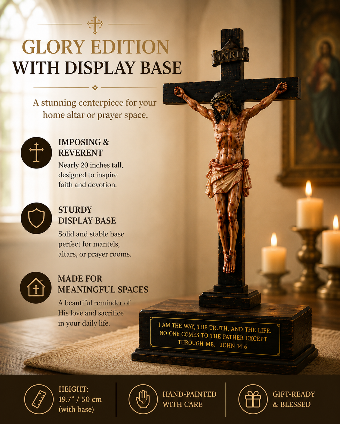 ✝️Fait main - Crucifix réaliste du Christ.