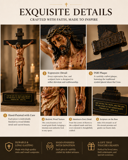 ✝️Fait main - Crucifix réaliste du Christ.