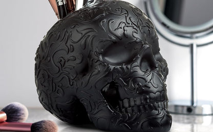 Skull Makeup Brush Holder, Pen Holder, Vanity, Desk, Office Organizer, Stationary, Decor Planter